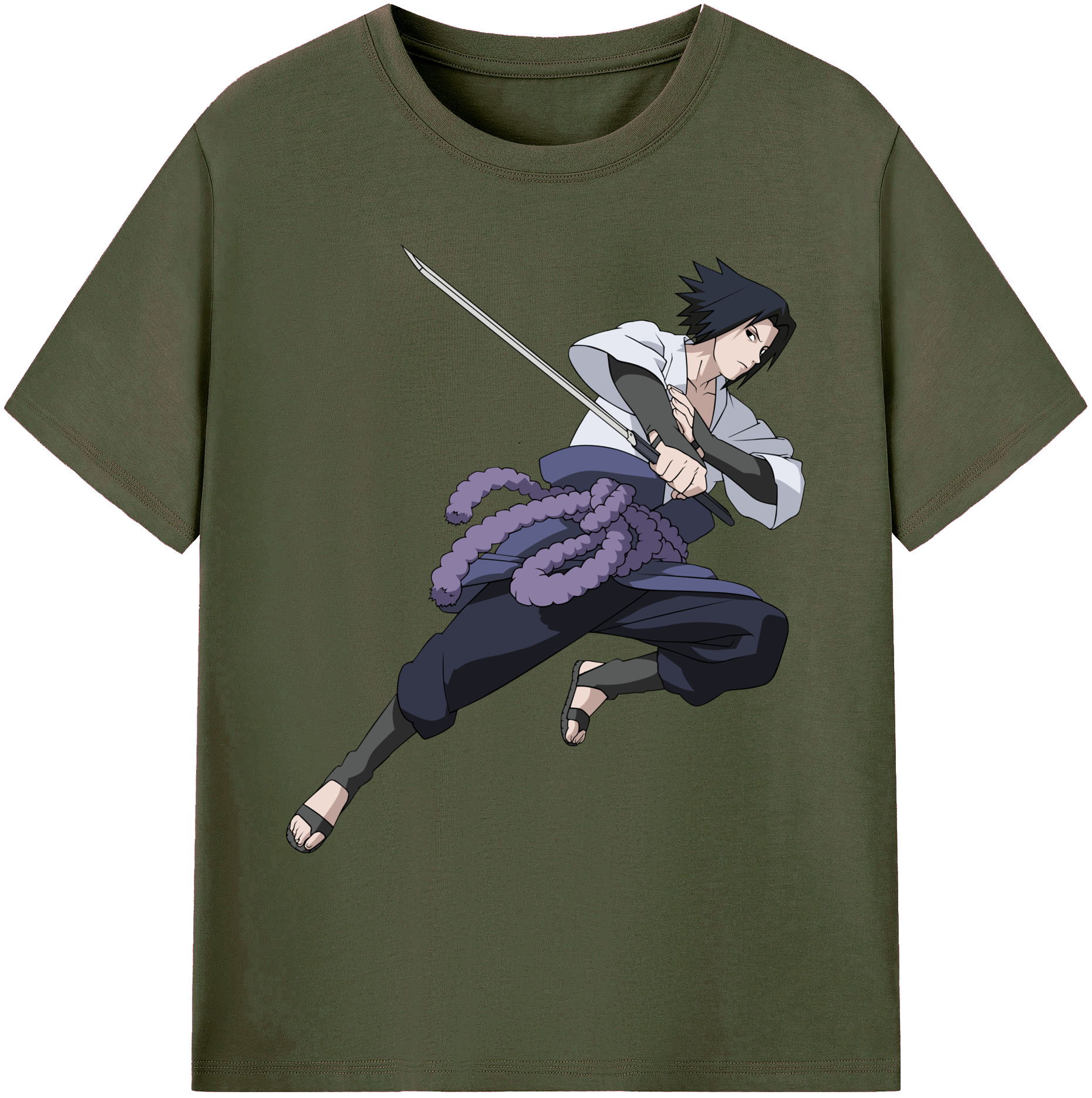 （画像用） NARUTO -ナルト- うちは サスケ Uchiha Sasuke 綿100％ メンズ半袖Tシャツ｜肌触りやわらか＆通気性